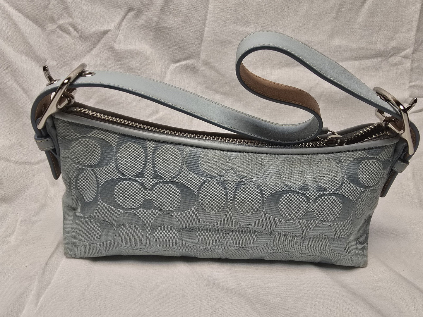 COACH Vintage Y2K 6371 East West Demi Baguette Canvas Blue Shoulder Bag