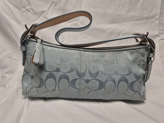 COACH Vintage Y2K 6371 East West Demi Baguette Canvas Blue Shoulder Bag