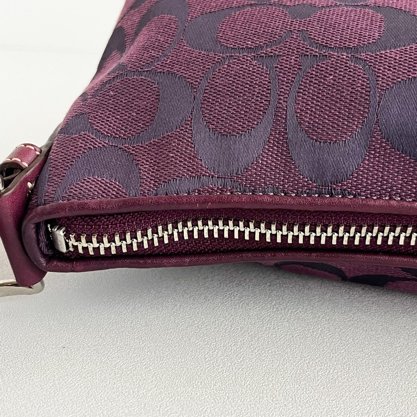 Vintage Coach East West Demi Baguette Bag 6371 Purple handbag Purse Canvas Y2K
