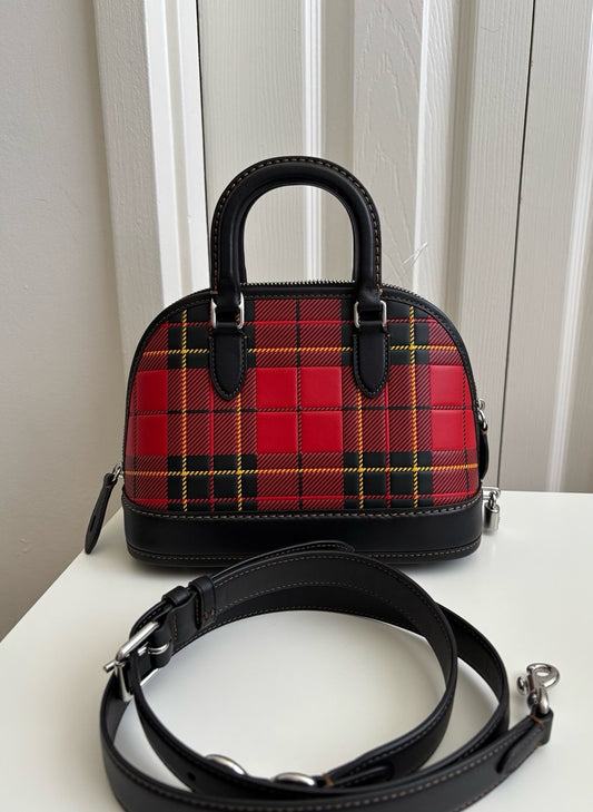 NWT Coach Revel Bag 24 With Plaid Print