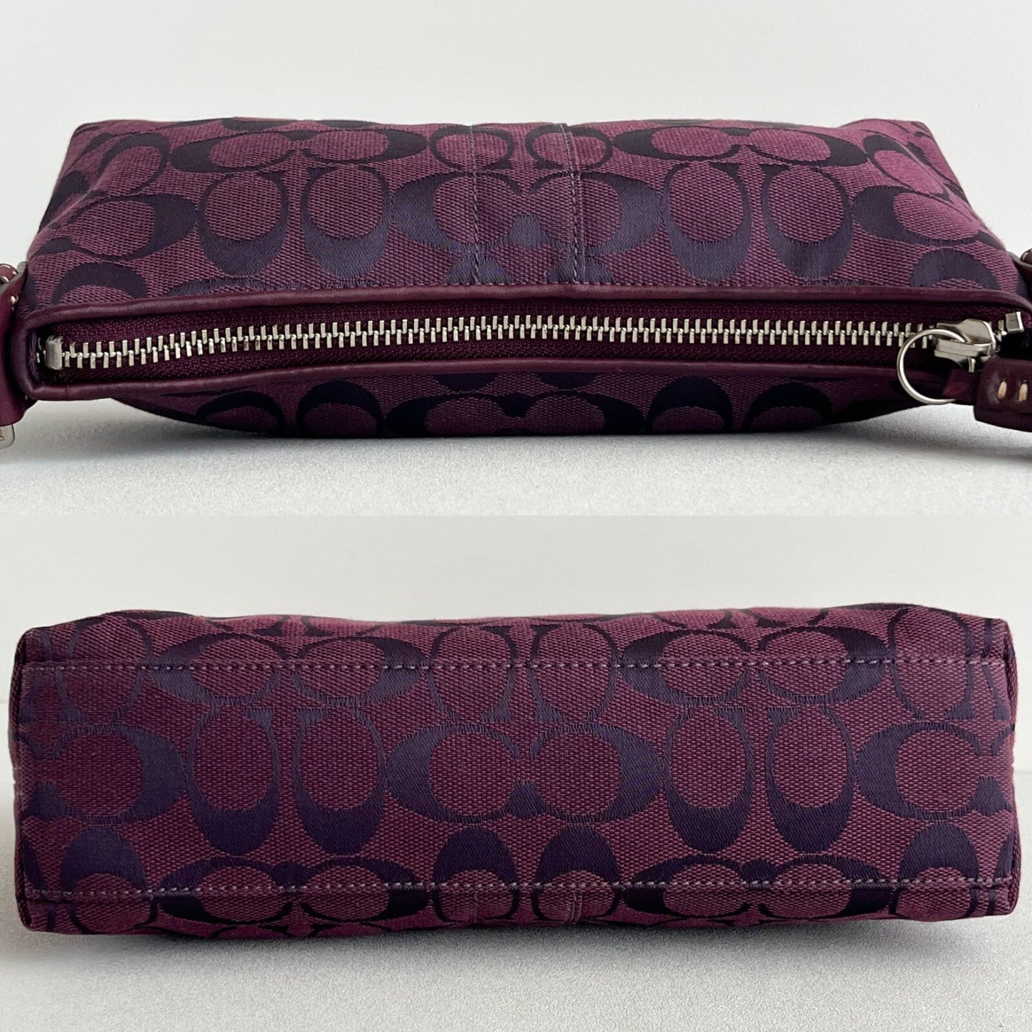 Vintage Coach East West Demi Baguette Bag 6371 Purple handbag Purse Canvas Y2K