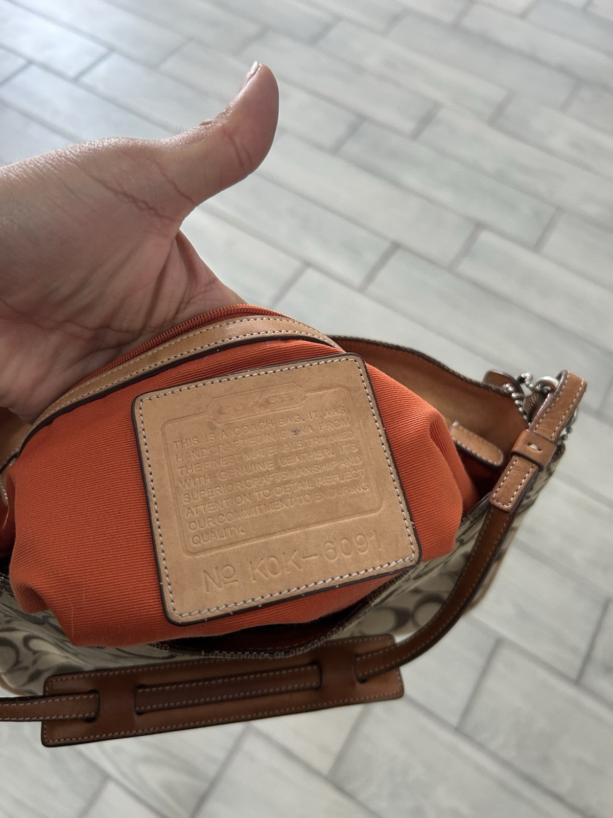 COACH Signature Clip Hobo 6091 Khaki Brown Jacquard - Shoulder Bag VINTAGE Y2K
