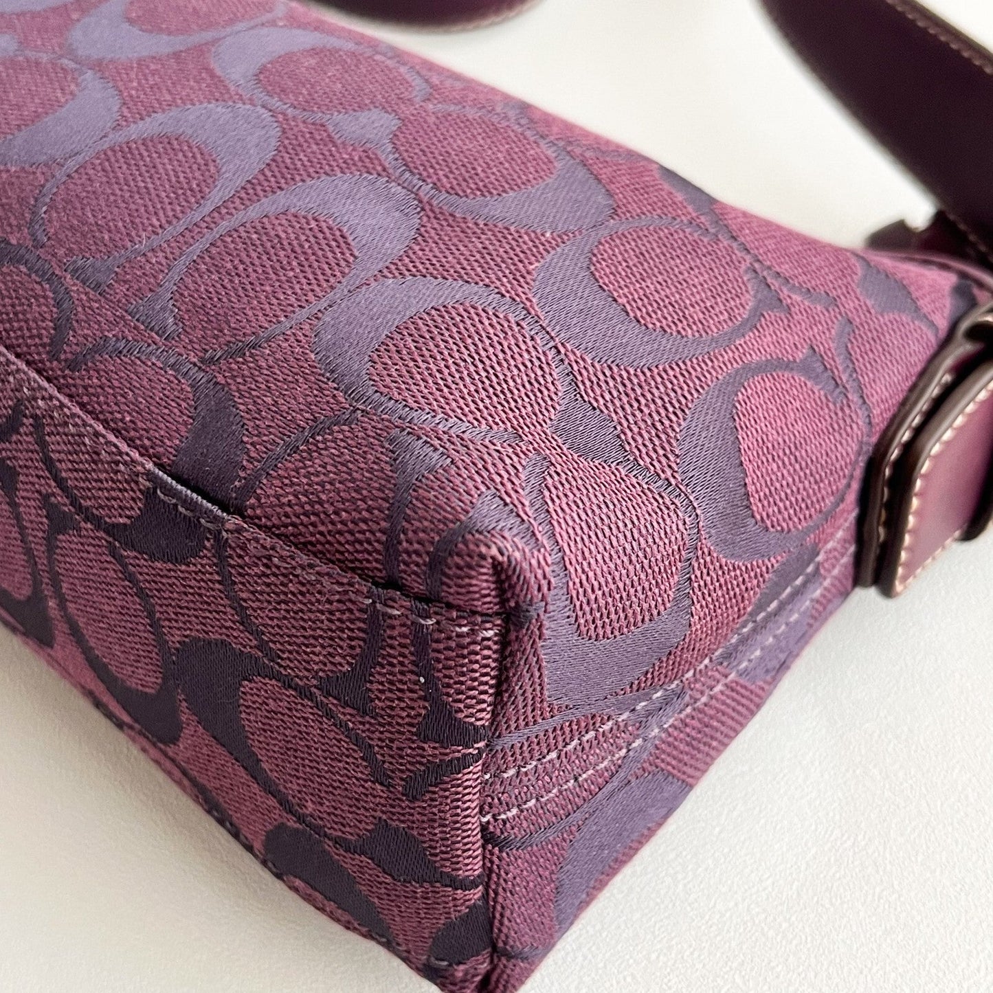 Vintage Coach East West Demi Baguette Bag 6371 Purple handbag Purse Canvas Y2K