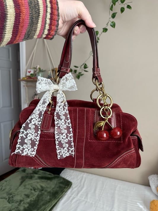 Coach suede satchel shoulder bag