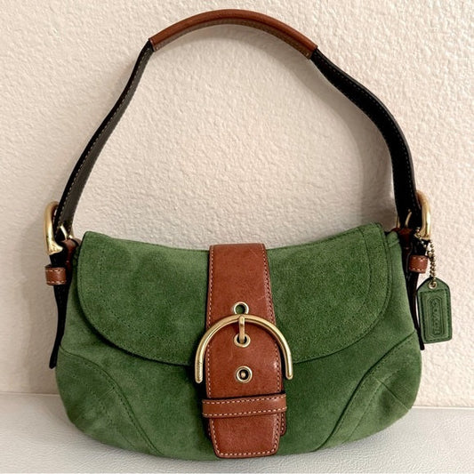 COACH Green Suede SoHo Bag rare y2k vintage