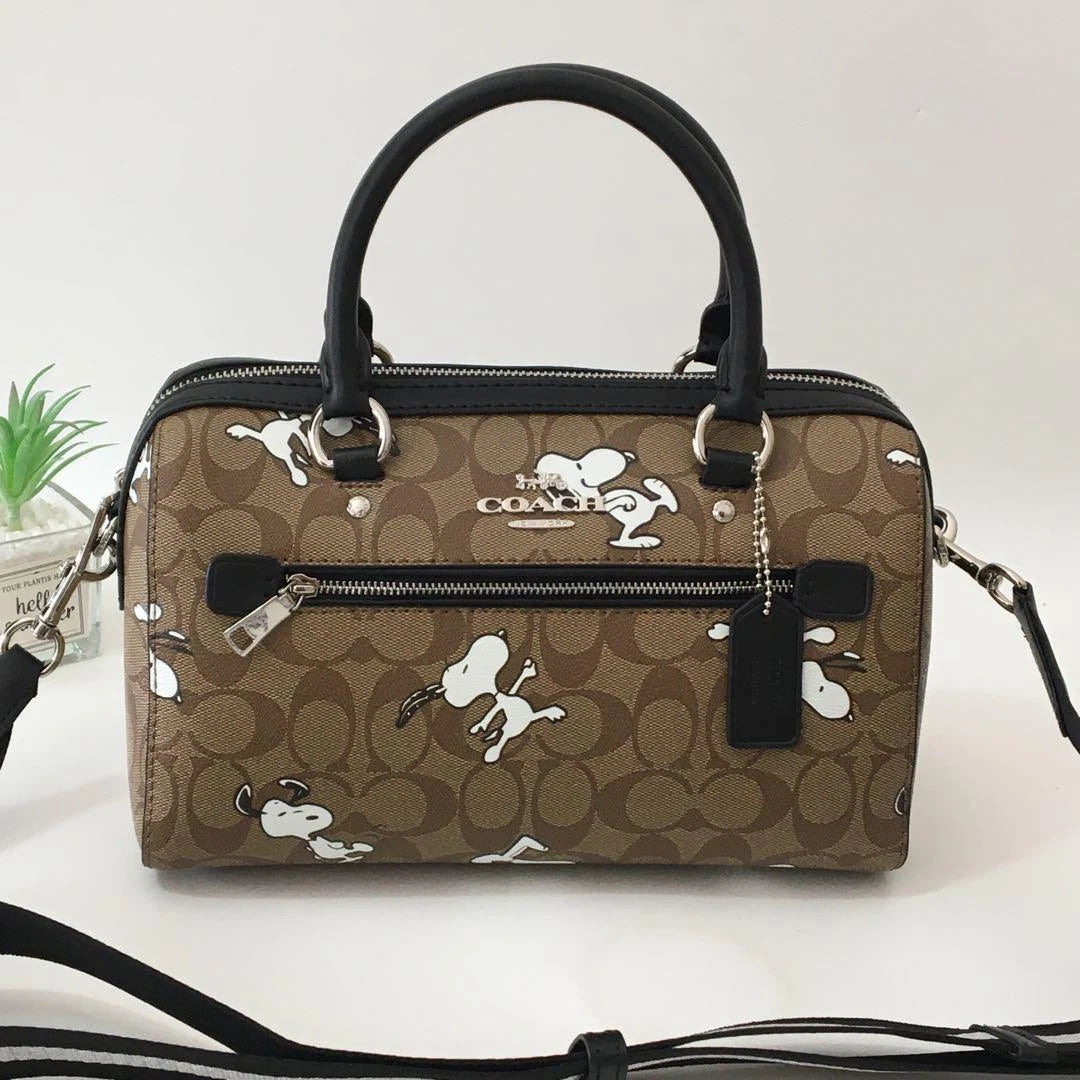 Coach x Peanuts Snoopy Rowan Satchel Bag Hand Boston Tote C4118 Limited JPN
