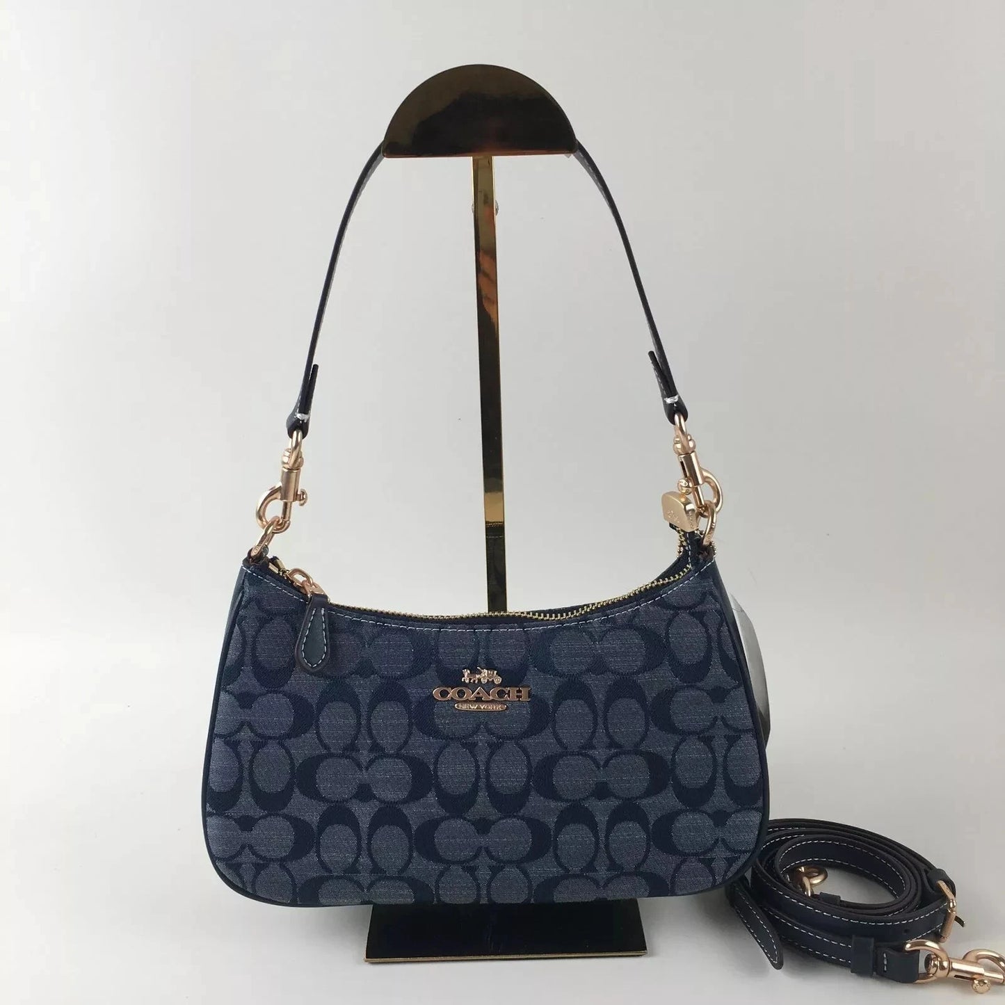 COACH CH139 Teri Shoulder Bag Signature Chambray Blue Outlet New