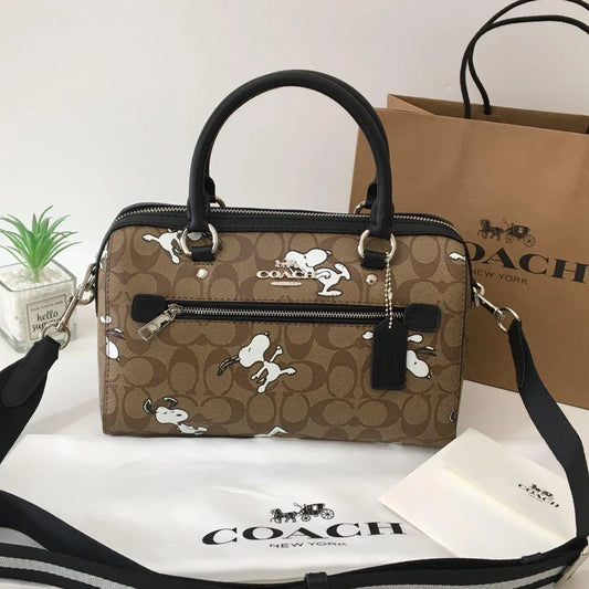 Coach x Peanuts Snoopy Rowan Satchel Bag Hand Boston Tote C4118 Limited JPN