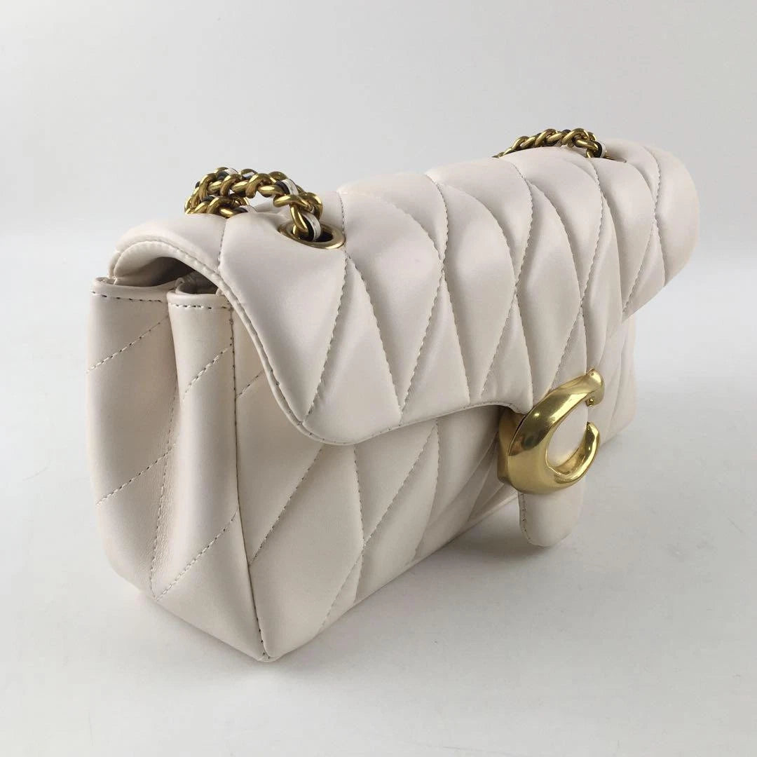 COACH Tabby 26 Quilted Shoulder Bag Leather White/Gold CP150 outlet