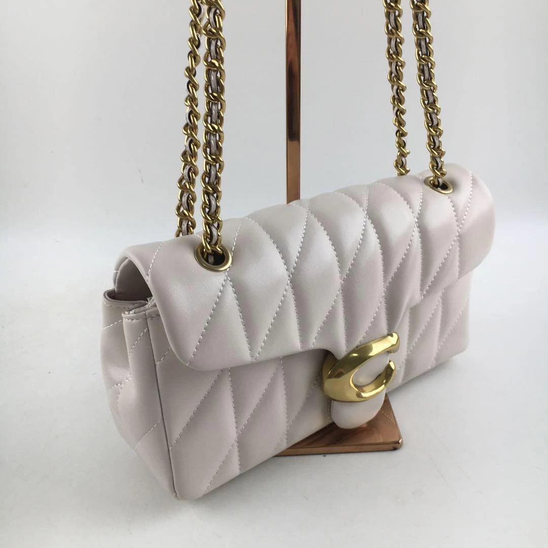 COACH Tabby 26 Quilted Shoulder Bag Leather White/Gold CP150 outlet
