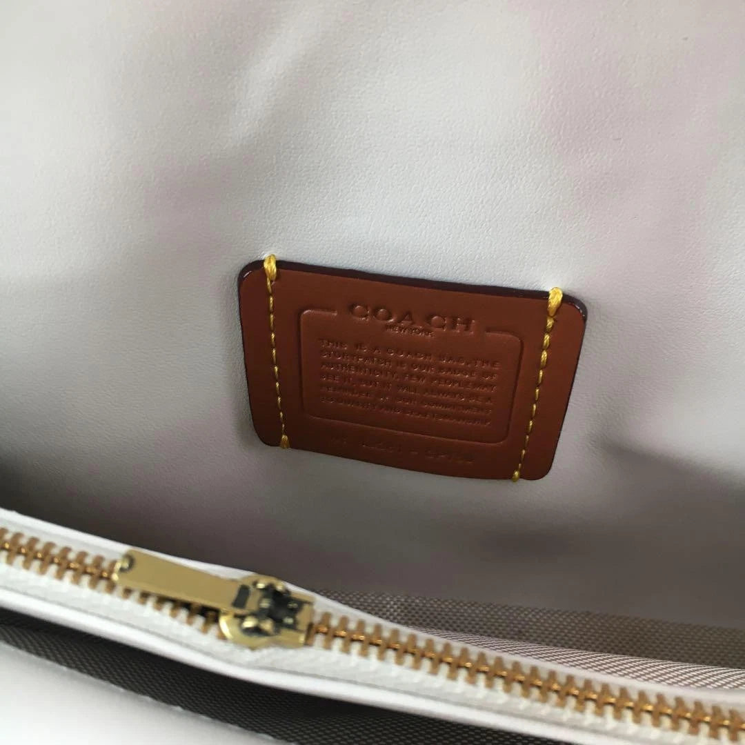 COACH Tabby 26 Quilted Shoulder Bag Leather White/Gold CP150 outlet