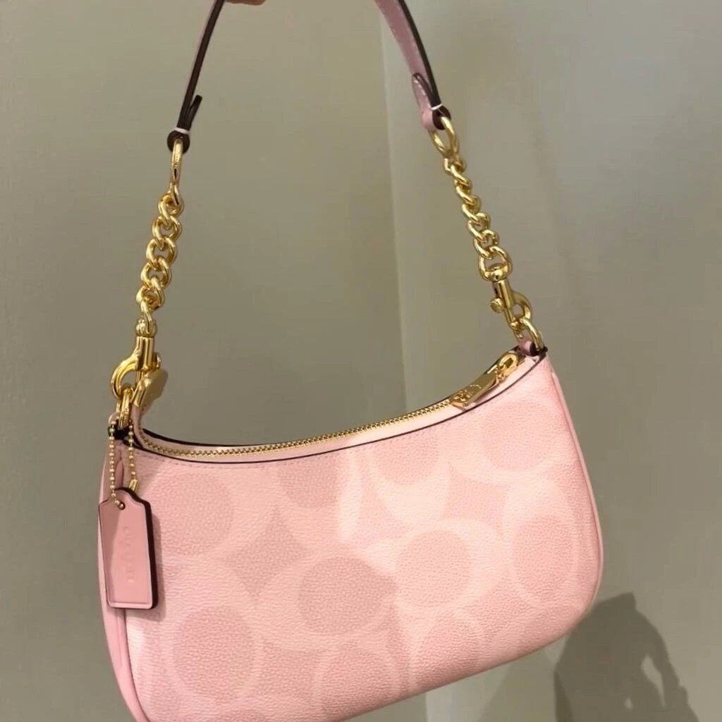 2026 New COACH TERI SHOULDER BAG IN SIGNATURE CANVAS Pink