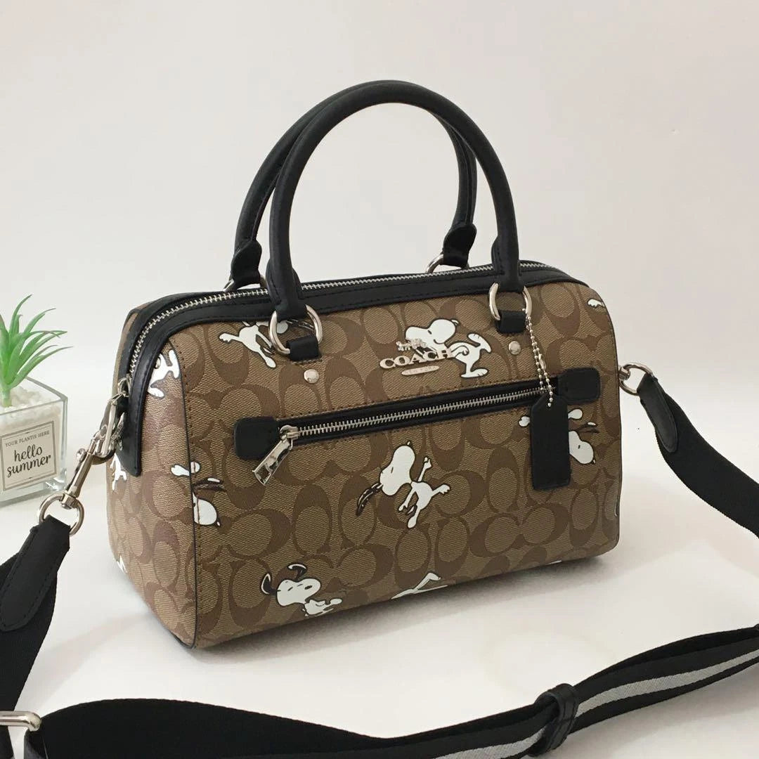 Coach x Peanuts Snoopy Rowan Satchel Bag Hand Boston Tote C4118 Limited JPN